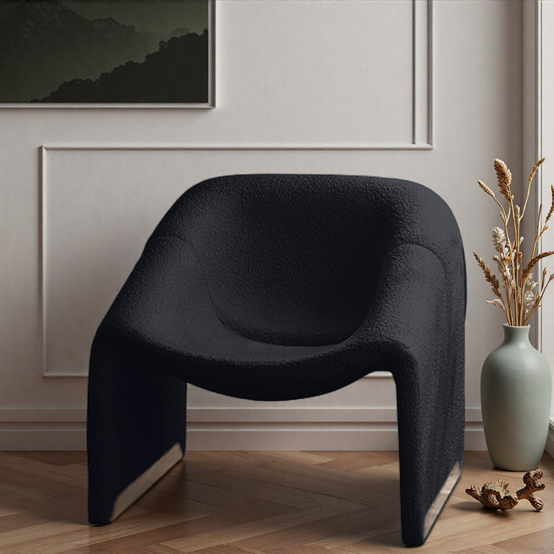 Fauteuil de loisir rétro en velours., Noir