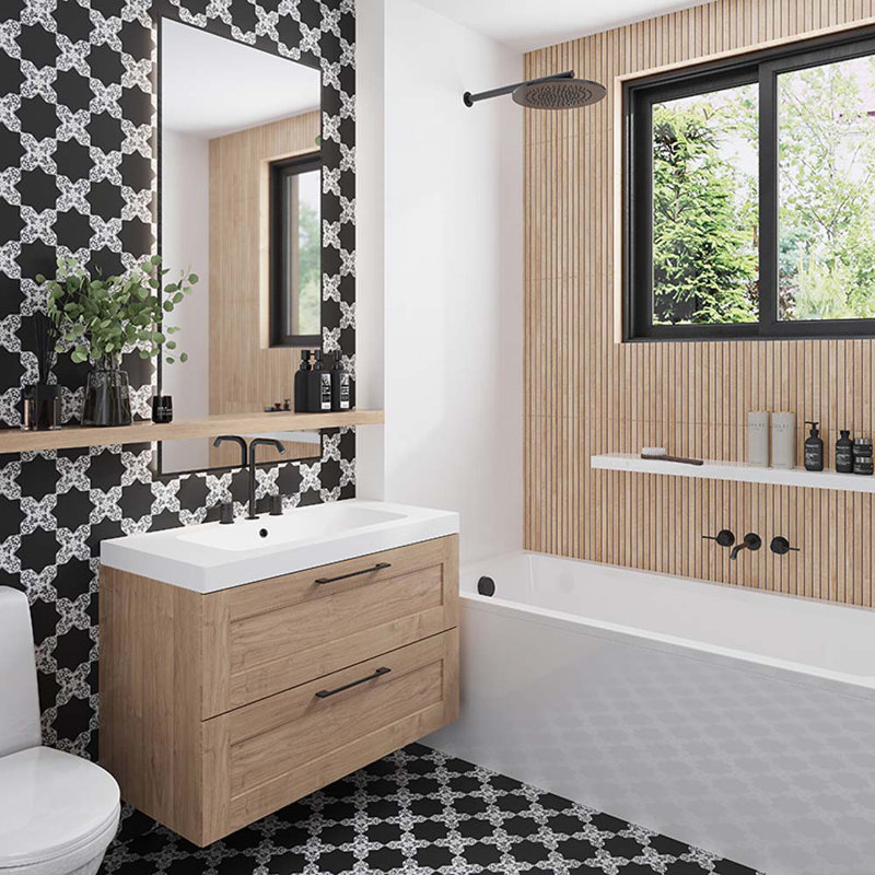 Siena 5.35'' W x 5.35'' L Ceramic Singular Tile, Peppercorn Black