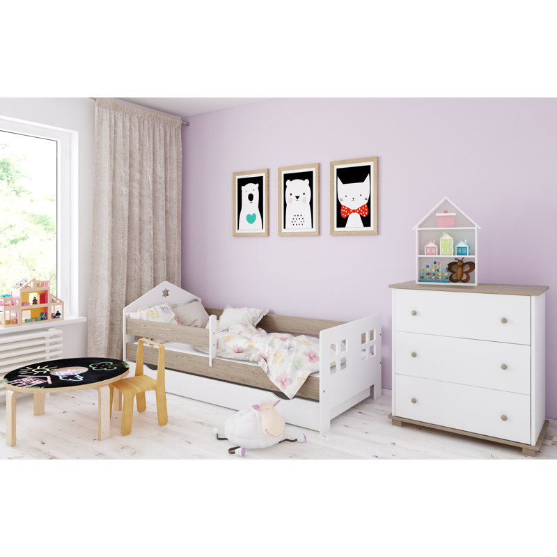 Cabin Bed with Storage Included, Oak, European Toddler (80 x 180cm)