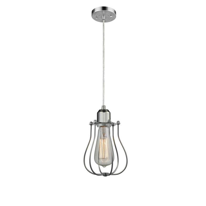 Luminaire suspendu géométrique simple à 1 lumière, Chrome poli, Chrome poli