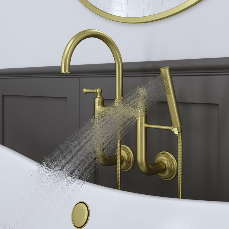 Wall Mounted Tub Spout, Brushed Gold