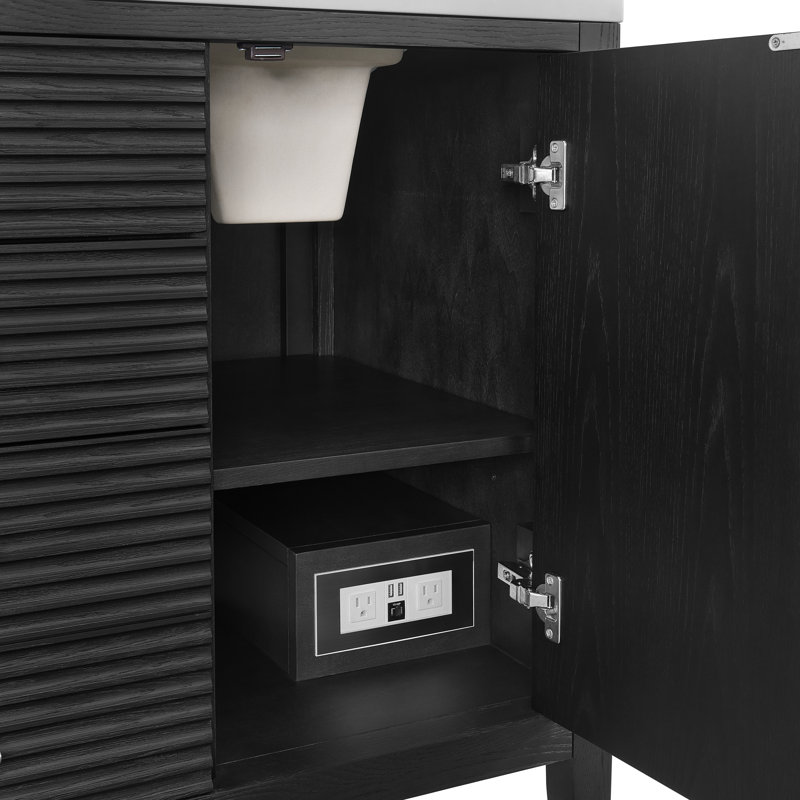 Myrrin 60'' W Double Vanity, Lime Delight Silestone, Carbon Oak, 8" Widespread