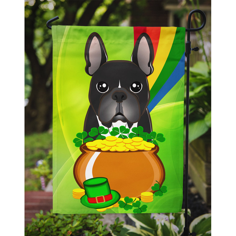Drapeau de jardin Arella St. Patrick's, Bouledogue français (noir)