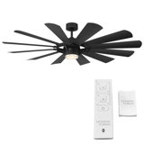 65" Wyndmill 12 - Blade Indoor/Outdoor Smart Ceiling Fan with Remote Control and LED Light Kit Included, Works With Alexa and iOS / Android App