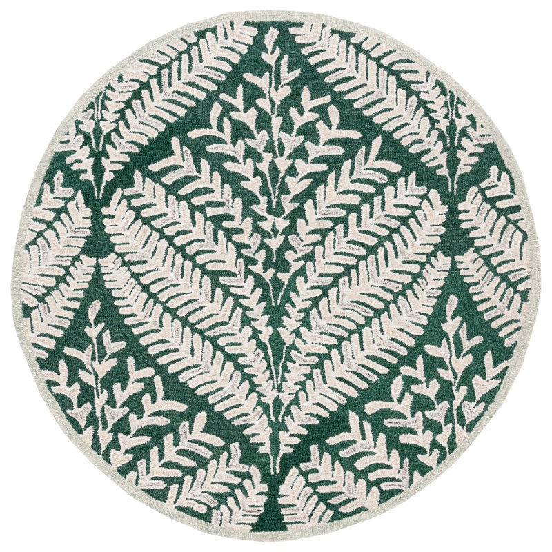 Jahwan Hand Tufted Wool Floral Rug, Round 5'
