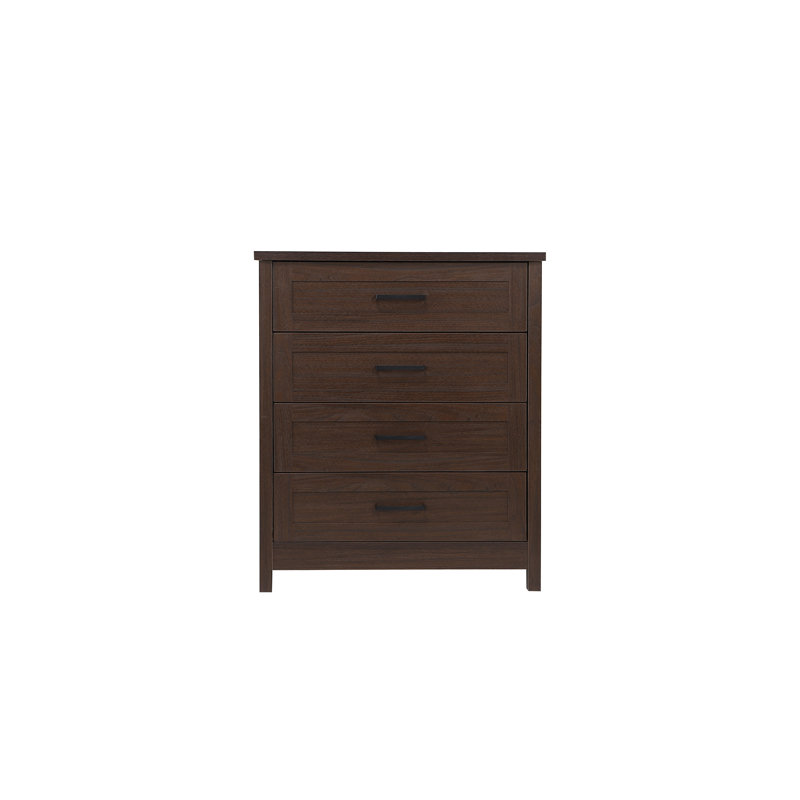 Commode 4 tiroirs 31 po en noyer foncé, Brun