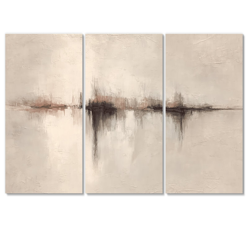 «Black Grey Shadow Lines Abstract - Minimalisme, grand ensemble de reproductions d'art mural, 28" H x 36" W, Toile tendue