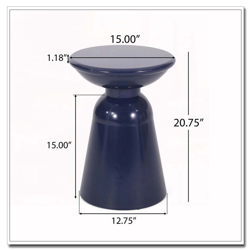 Outdoor Metal End Table, Navy Blue