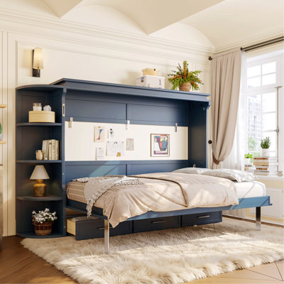 Murphy Platform Bed With Shelf And Drawers