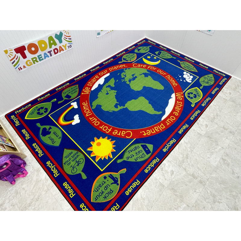 KidCarpet.com Earth Educational Classroom Rug, 7'6"x12' Rectangle, Rectangle 7'6" x 12'