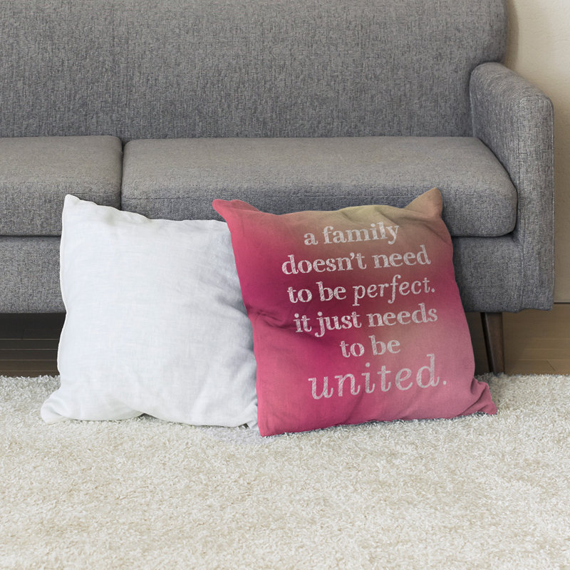 Coussin de sol Family Love, H 40 po x l 40 po, Lueur rose