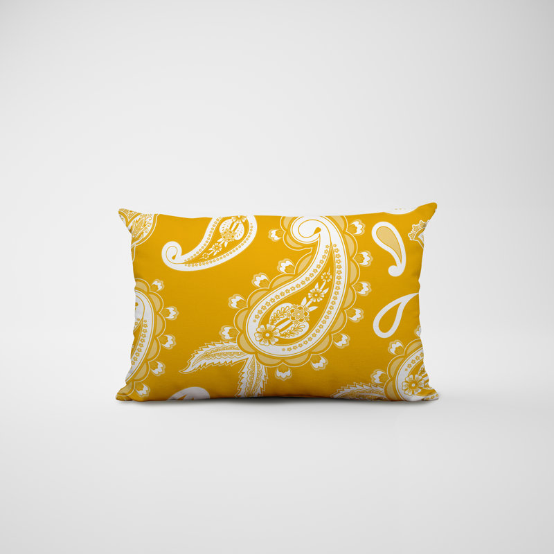 Paisley Outdoor Reversible Throw Pillow, Yellow