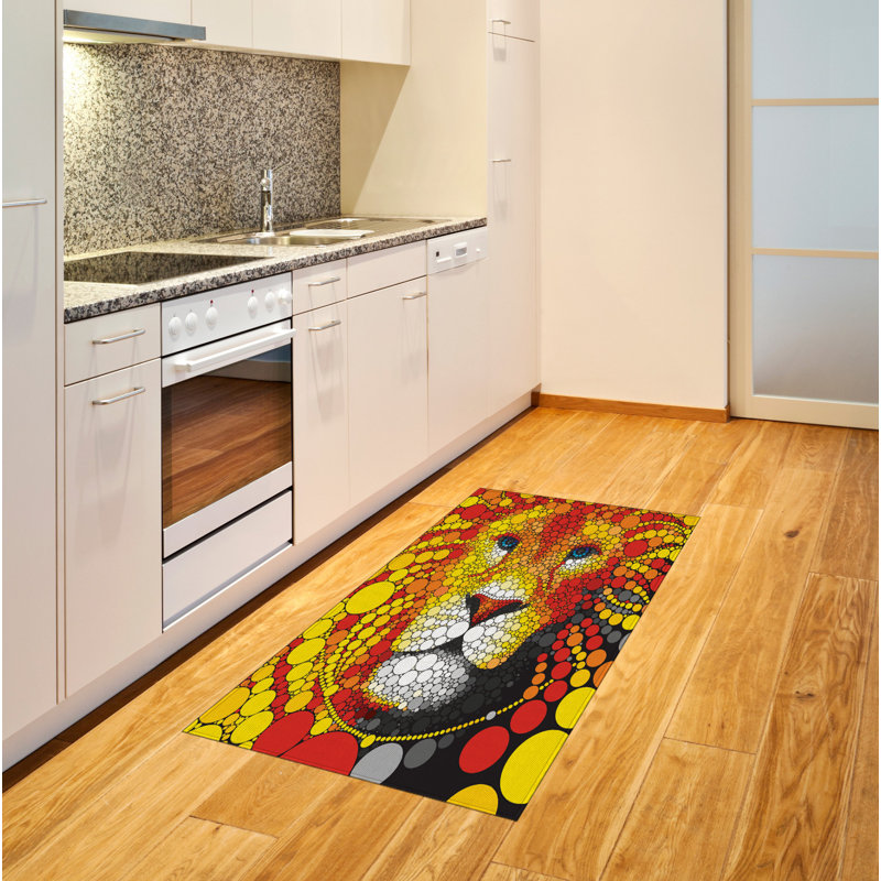 Fractal Yellow Area Rug, Rectangle 2'7" x 5'