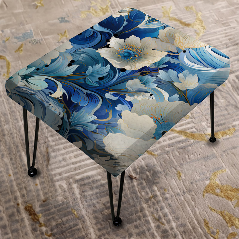 Coastal Breeze Paisley Motif II - Repose-pieds rectangulaire à motif cachemire
