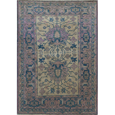 Hand-Knotted High-Quality Beige and Blue Area Rug