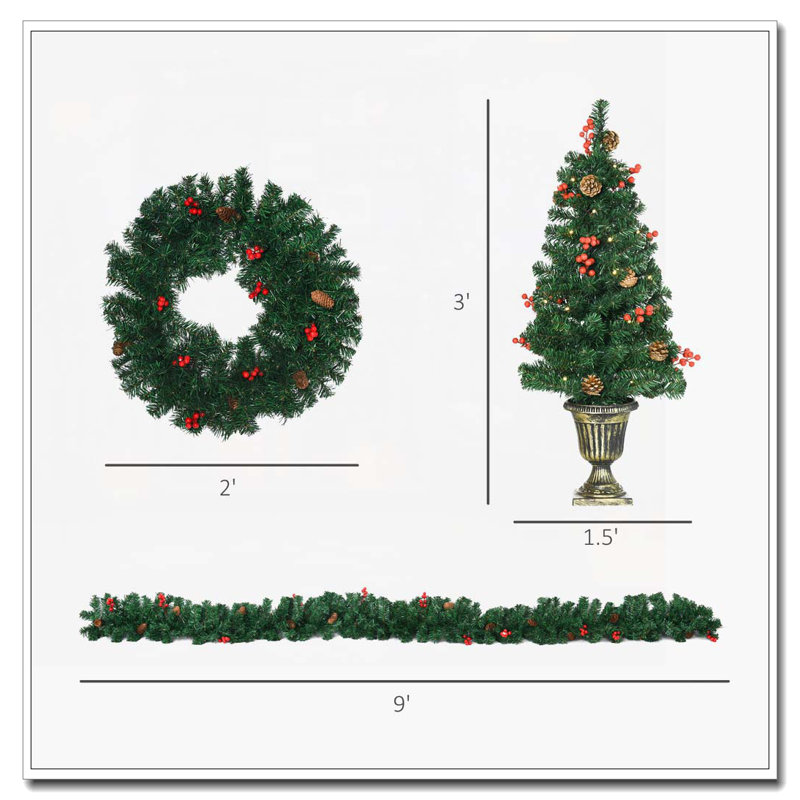 Ensemble de 4 pièces Prelit Holiday Christmas