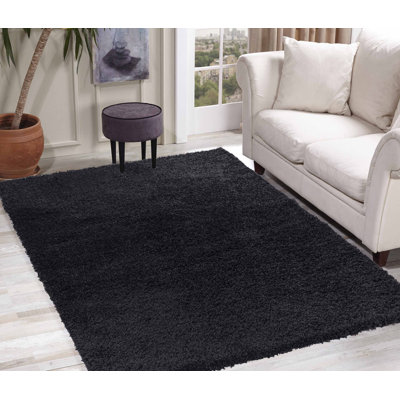 Esterly Shaggy Black Area Rug