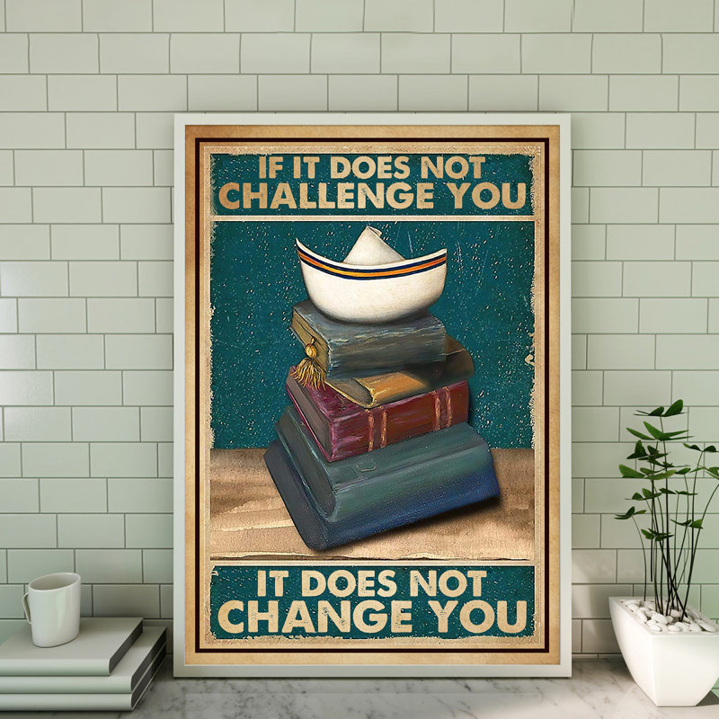 «Not défi you, not change you», toile tendue avec châssis - Illustration de motif décoratif, décoration intérieure bleue et brune