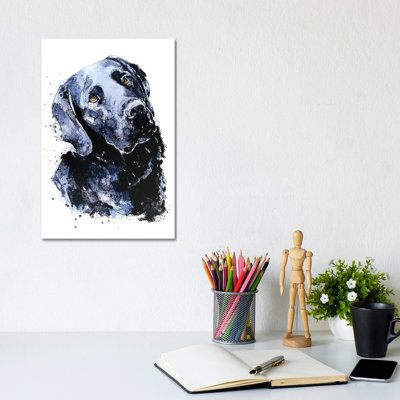 Labrador noir patiemment en attente par Edwatercolours-impression