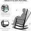 Chaise de patio noire, chaise berçante en bois avec dossier lisse et haut, supportant jusqu'à 352 lb, pour le jardin, balcon offrant une capacité de charge confortable,