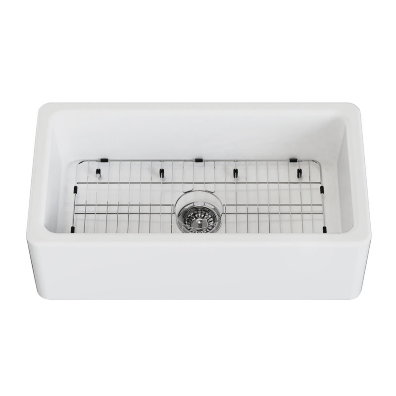 Kingston Brass Kaolin 33-Inch Fireclay Farmhouse Kitchen Sink, Matte White