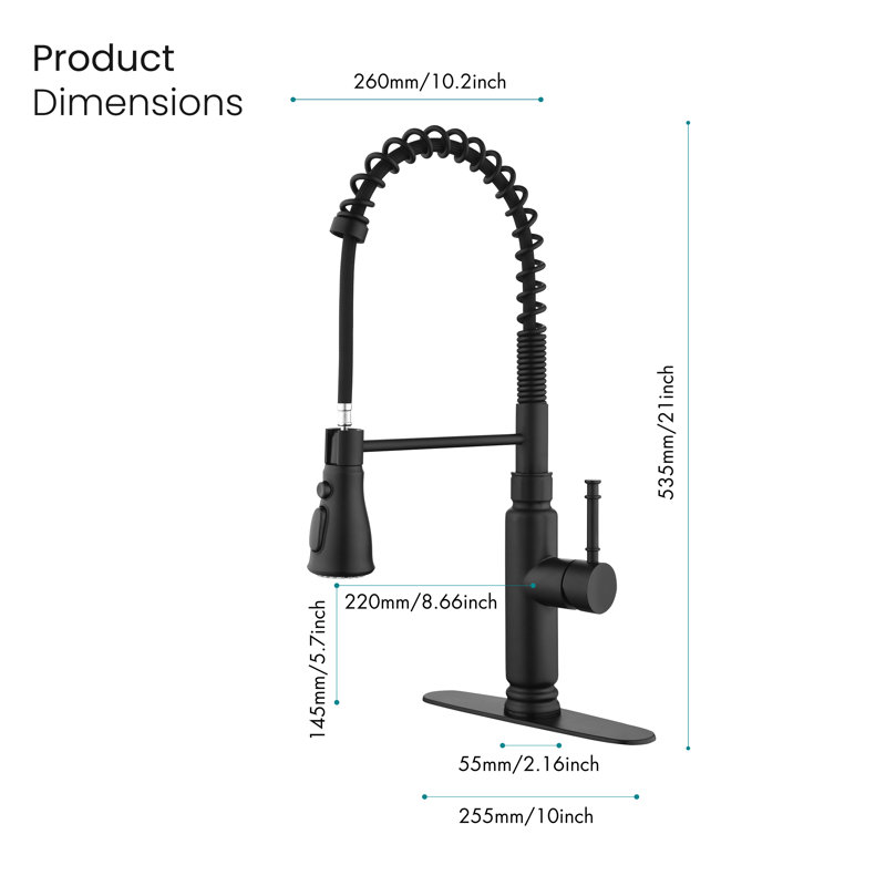 Home Adores Pull Down Kitchen Faucet, Black