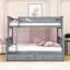 Lit superposé simple au-dessus d'un lit double en bois avec 2 tiroirs-763251854