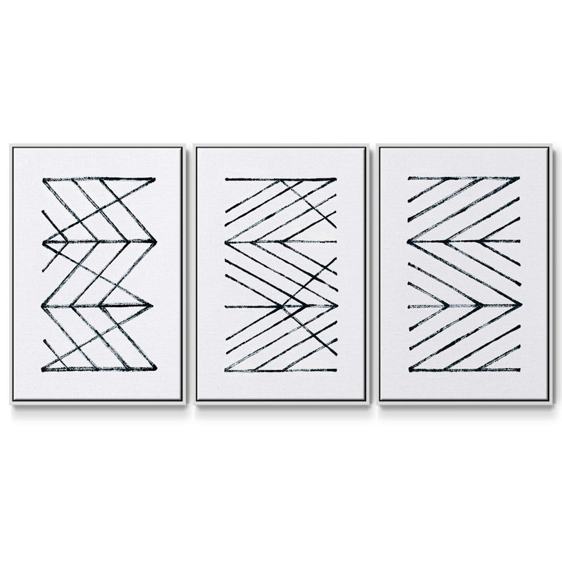 Ensemble de 3 pièces encadrées sur toile, H 36 po x l 72 po, Blanc
