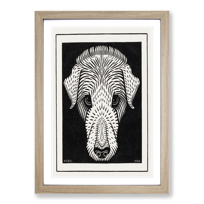 Dogs Head by Julie De Graag - Picture Frame Painting, 48cm H x 36cm W x 2cm D, Oak Framed