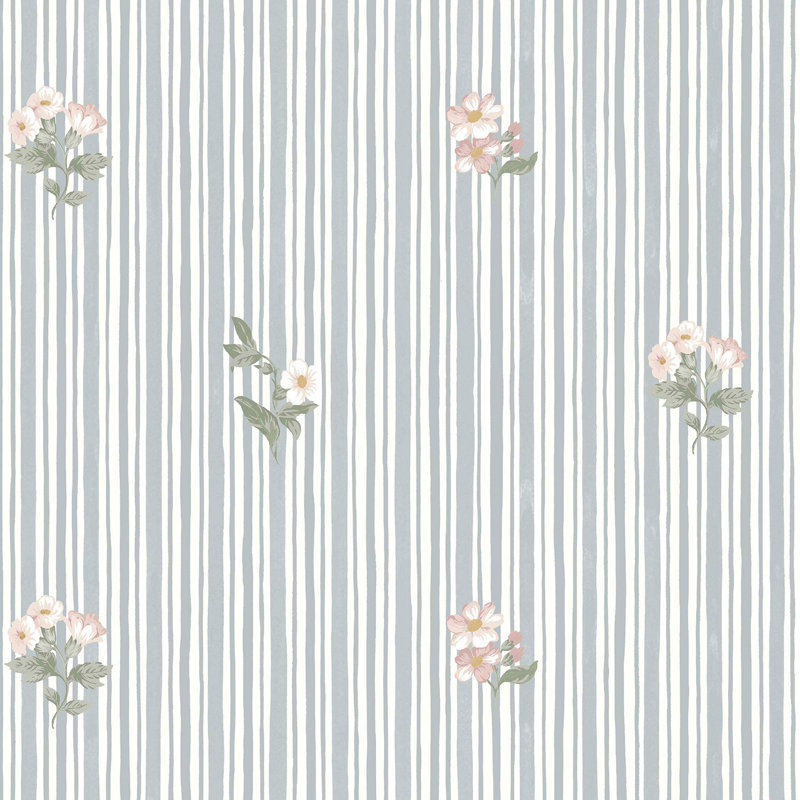 Martha Stewart Garden Stripe Linen Wallpaper, Blue
