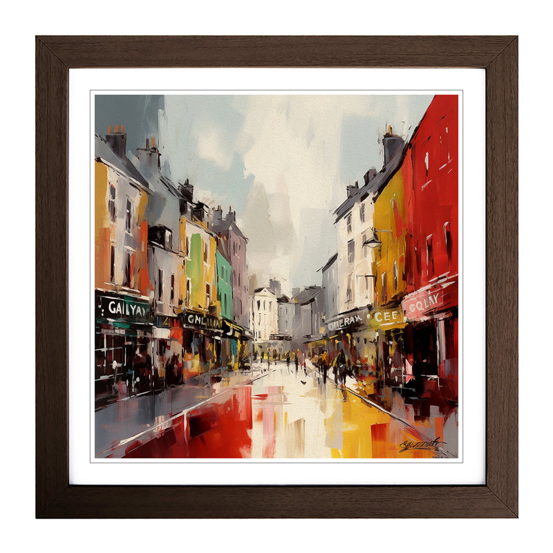 City Of Galway Gestural Art No.1 - Framed Print, Walnut