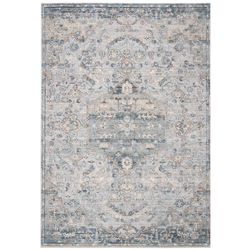 Elegant Gray Hand-Knotted Wool & Synthetic Area Rug