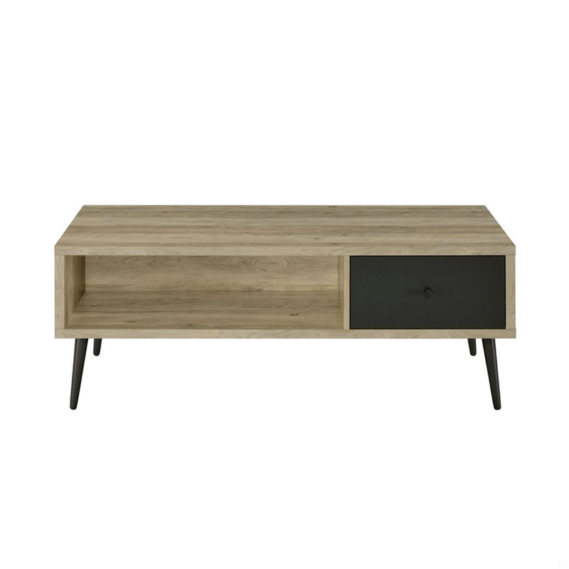 Table basse à 1 tiroir en bois d'ingénierie, Brun