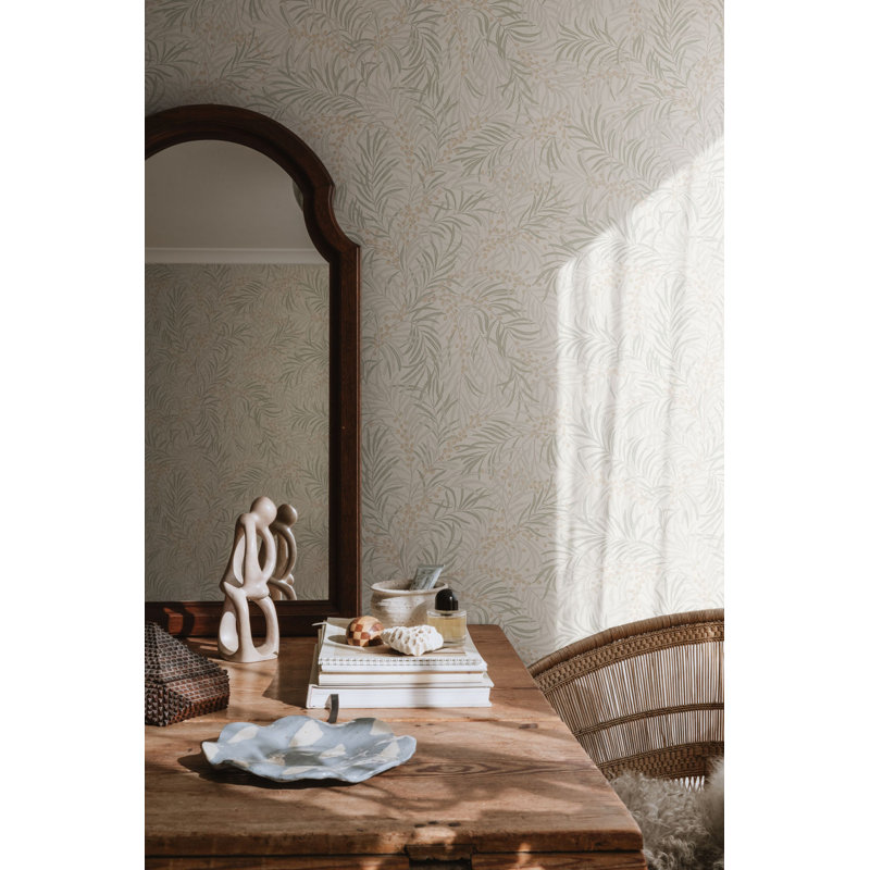 Villa Dalarö II Floral Wallpaper Roll, Sandstone
