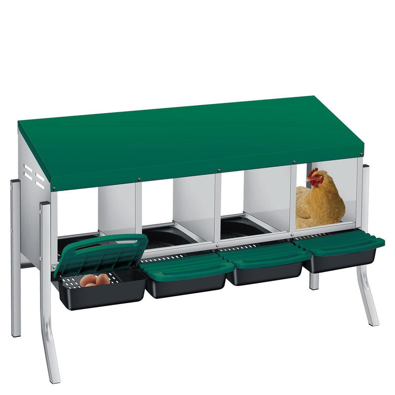 Chicken Nesting Boxes,Weatherproof Galvanized Steel Chicken Egg Laying Box with Handle Perch & Automatic Rollout Egg Collection, Easy Clean & Quick Assemble for Chicken Coop