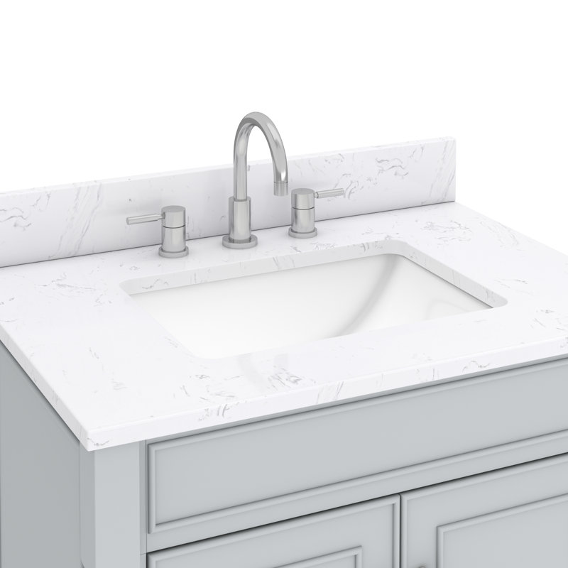 Guider 30" Free Standing Single Bathroom Vanity with Engineered Stone Top, Light Gray