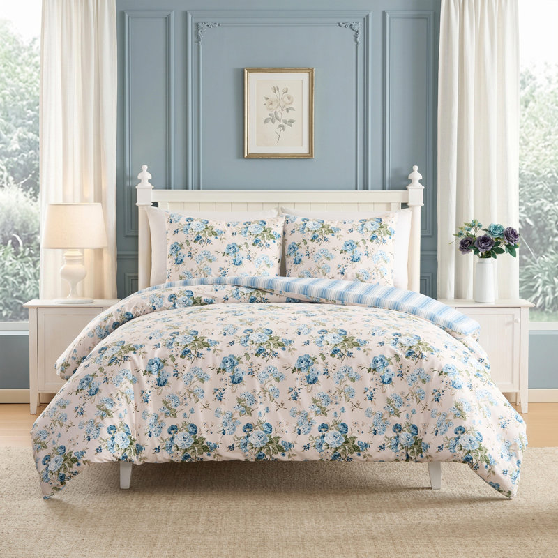 Ensemble d'édredon réversible bleu Laura Ashley Rosemoore, Lit simple