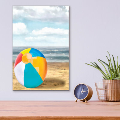 Art mural en verre épique «Beach Ball 1» par Alonzo Saunders, 12 po x 16 po