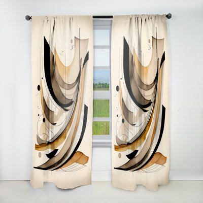 Barbrook - Brown And Black Movement II - Modern Curtain - Velvet Room Darkening - 1 panel