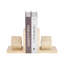 Set Of 2 6" Travertine Cube On Base Bookends, Tan