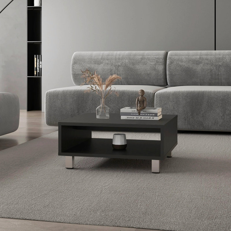 Table basse avec rangement ouvert, table de bout, Noir