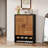 7-Shelf Rustic Tall Shoe Cabinet with Doors & Open Storage