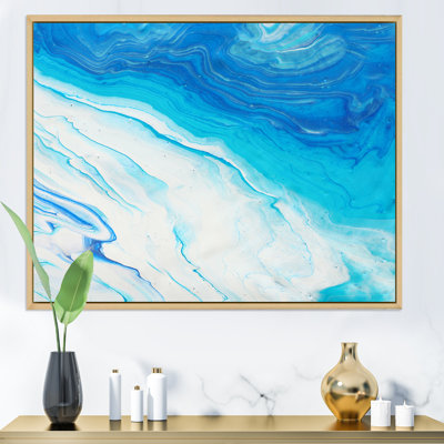 Bleu et blanc, vagues liquides I - Peinture sur toile