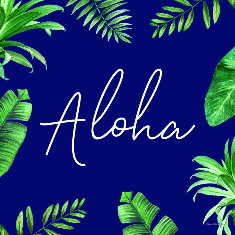 Aloha, H 12 po x l 12 po, Oui, Cadre simple noir