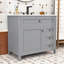 Meuble-lavabo autoportant moderne avec lavabo en céramique durable, tablette réglable et rangement spacieux-1698497722