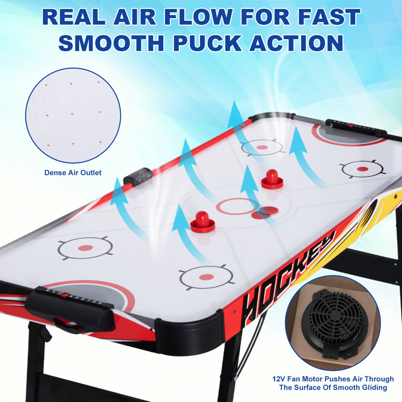 RayChee 54" 2 -Player Air Hockey Table with Digital Scoreboard, Red/Black