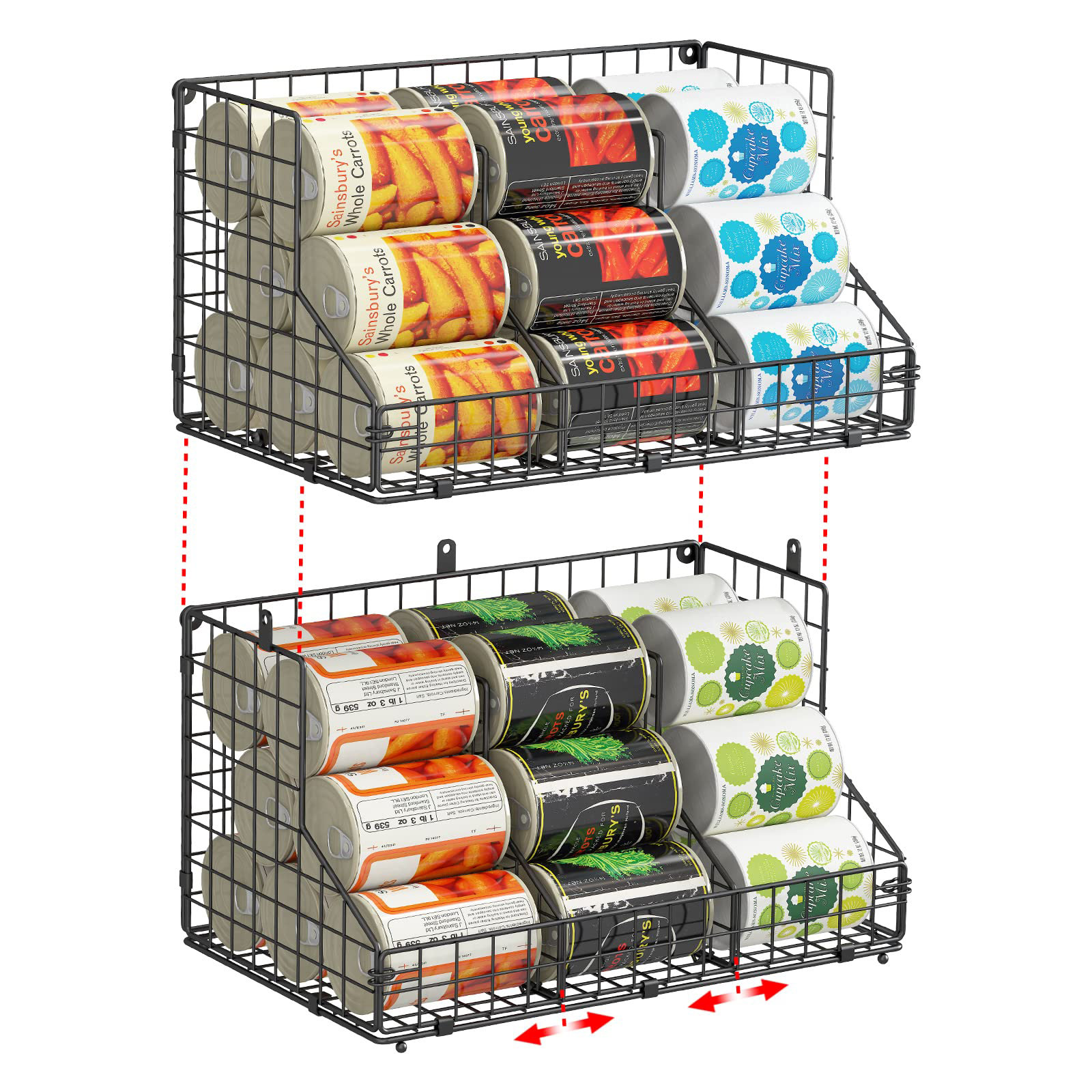 Bamboo Can Rack Organizer, 3 Tier Stackable Can Storage Rack with Label Sticker and Marker Pen Latitude Run