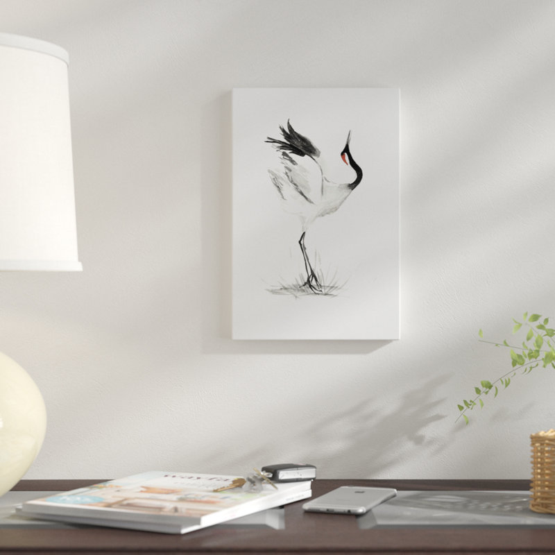 « japanese grues i », impression sur toile, H 18 po x l 12 po x P 1,5 po, Toile tendue, Pas de tapis