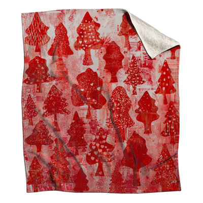 Red Christmas Trees Blankets