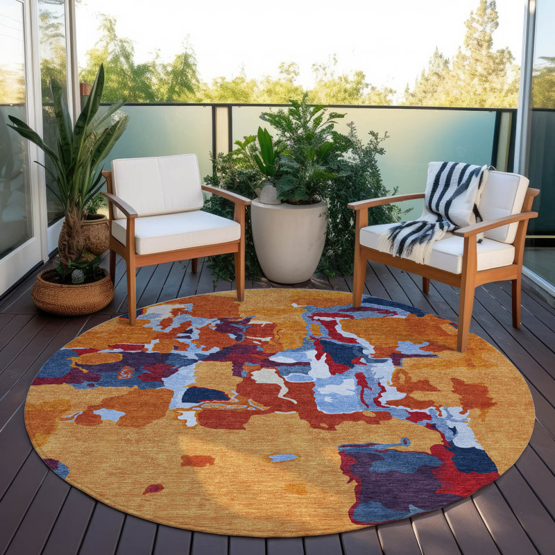 Mysa Copper Washable Indoor-Outdoor Rug - , 8' x 8'